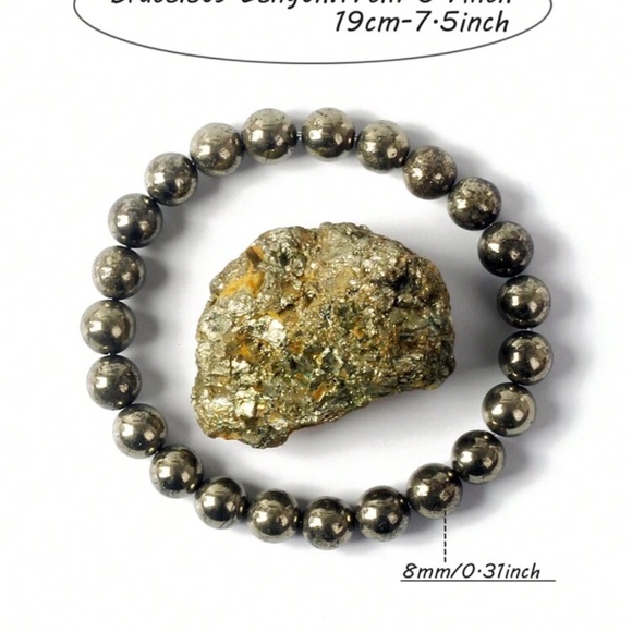 Men’s Healing Energy Bracelet – Hematite & Pyrite Natural Stones - Picture 3 of 5
